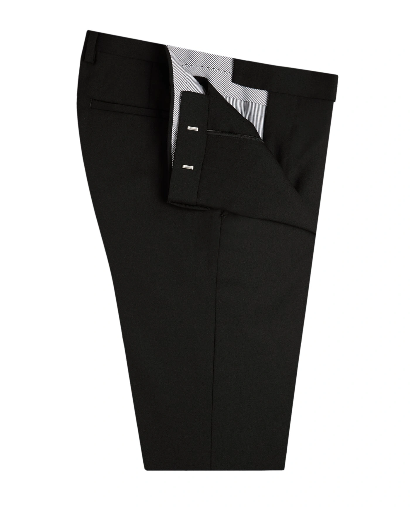Pantalones ajustados Aldwych: Elegancia minimalista en negro, corte slim fit perfecto.
