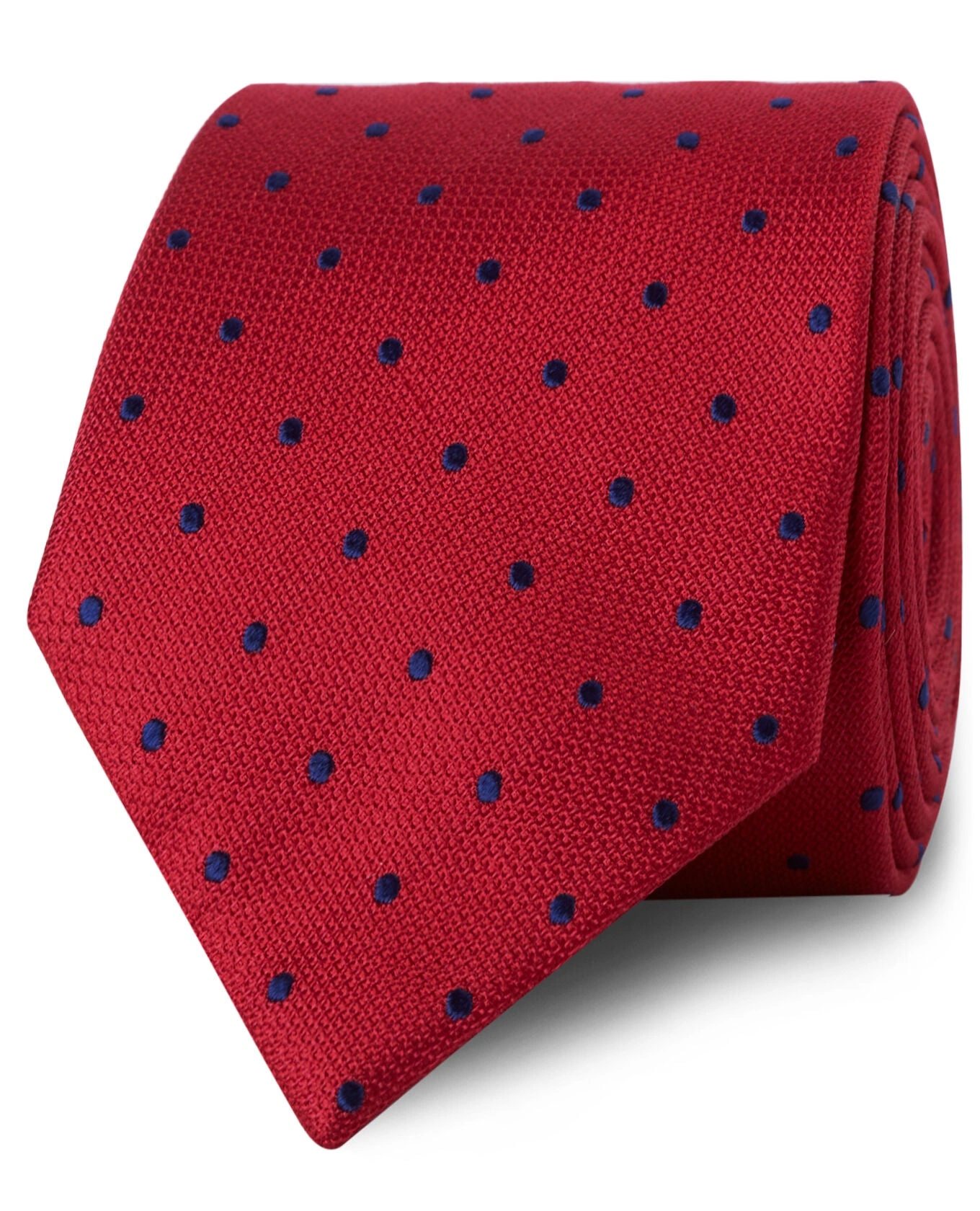 Corbata Azul Marino con Lunares Rojos Satinados: ¡Un Toque de Elegancia!